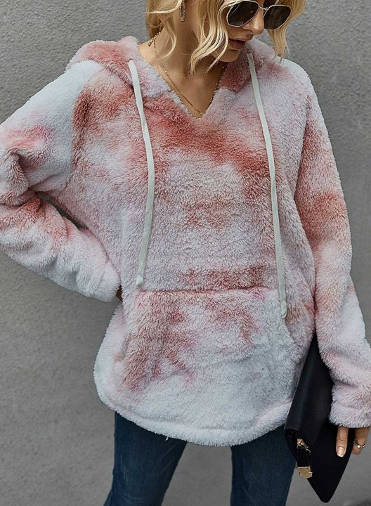 Winter Fashion Tie-Dye Hooded Women's Thick Sweatshirt