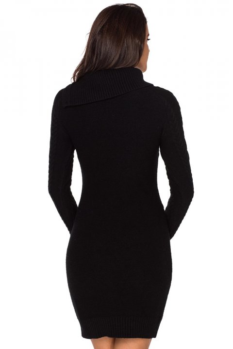 Women's Sweater Dresses Asymmetric Buttoned Collar Bodycon Mini Sweater Dresses