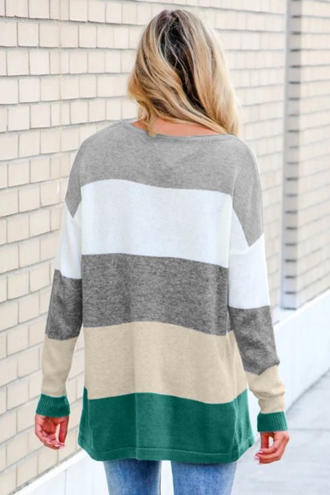 Women's Sweaters Colorblock Pocketed Sweaters