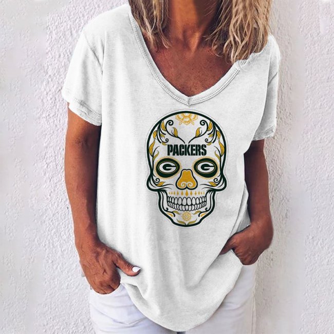 Women's Baseball Printed Short Sleeve Casual Tops