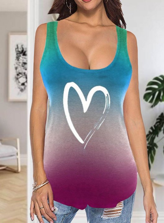 Women's Tank Tops Color Block Heart-shaped Sleeveless U Neck Daily Casual Tank Top