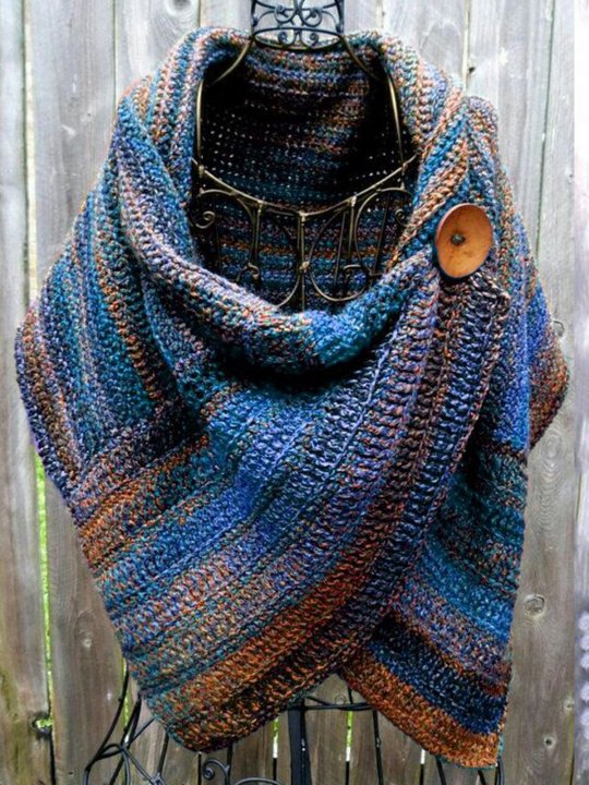 Women's Casual Multicolor Stripes Round Neck Scarves & Shawls