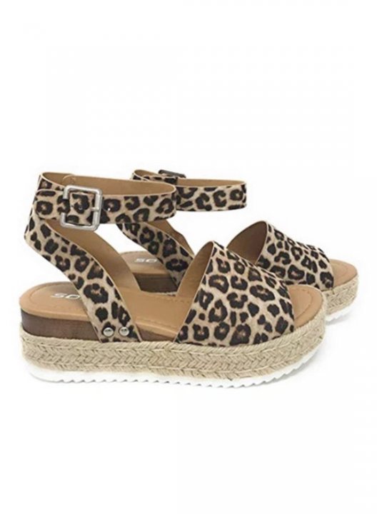 Women's Sandals Buckle Leopard Rubber Casual Daily Sandals