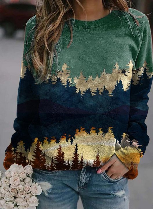 Loose Plants Color Block Sweatshirt