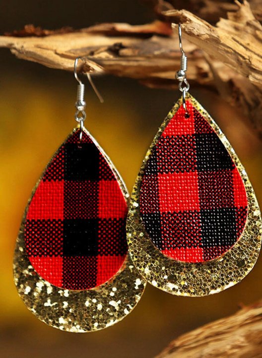 Women's Earrings Plaid Leather Earrings