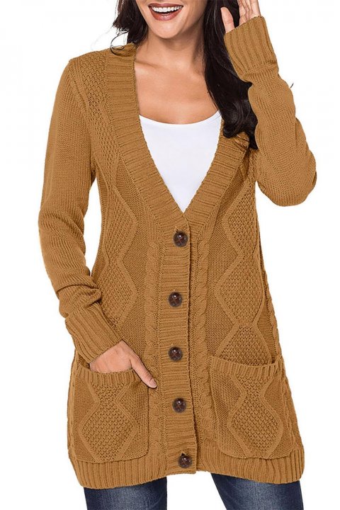 Women's Cardigans Front Pocket and Buttons Closure Cardigan