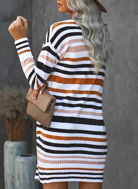 Striped Long Sleeve Round Neck Casual Sweatshirts