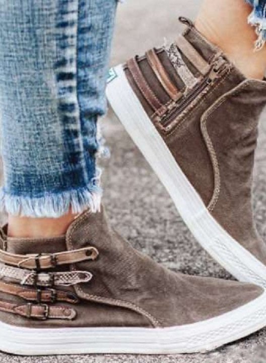 Women Oversized Casual Buckle Canvas Denim Shoes