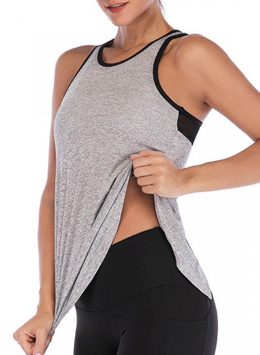 Women's Tank Tops Solid Sleeveless Round Neck Casual Sporty Tank Top