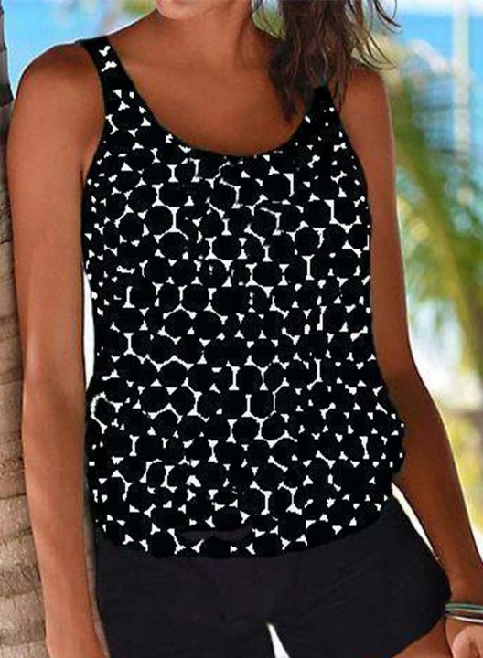 Women's Tank Tops Solid Polka Dot Vacation Sequin Unadjustable Wire-free Round Neck Padded Tops