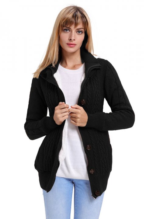 Women's Cardigans Long Sleeve Button-up Hooded Cardigans