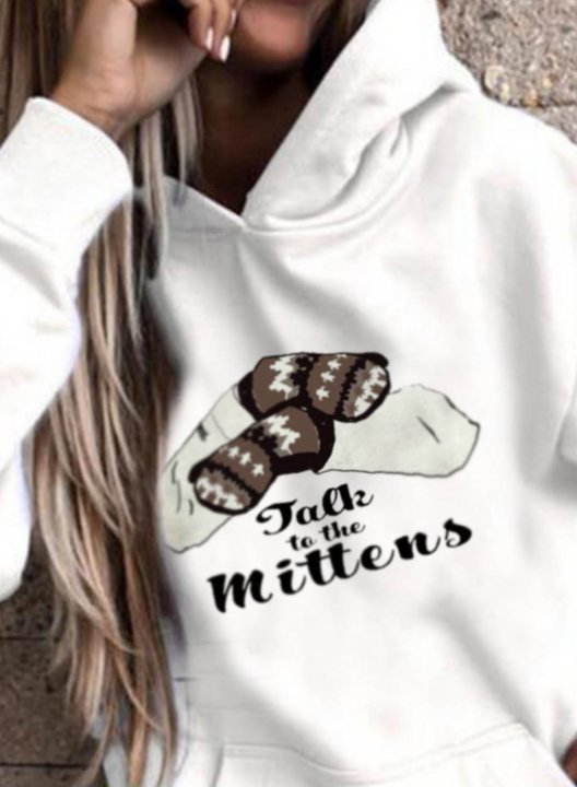 Women's Talk To The Mittens Funny Graphic Hoodies Color Block Long Sleeve Pocket Daily Casual Hoodies