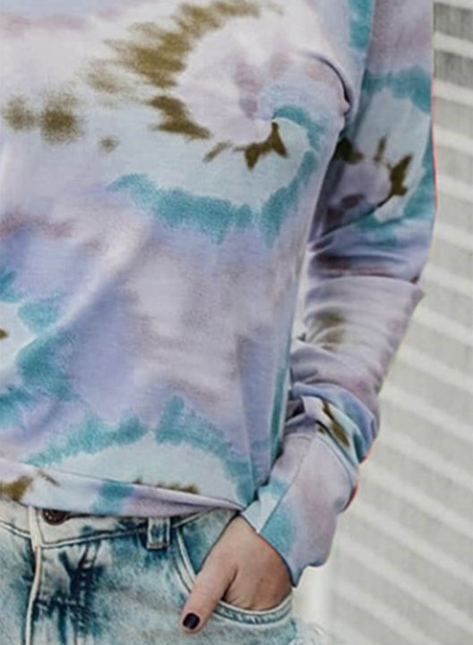 Women's Sweatshirts Multicolor Tie dye Long Sleeve Round Neck Daily Casual Sweatshirt