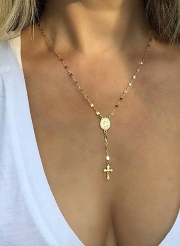 Women's Necklaces Solid Alloy Madonna Cross Necklace