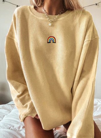 Solid Rainbow Round Neck Long Sleeve Sweatshirt