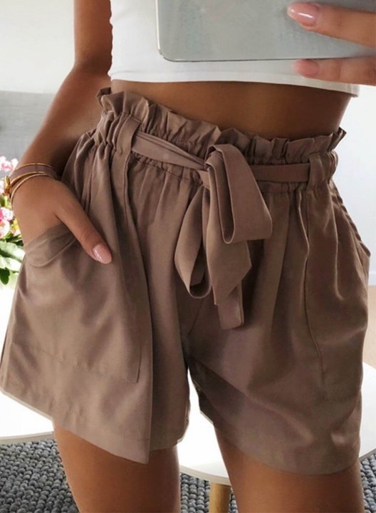 Women's Shorts Solid Wide Leg High Waist Belt Summer Vacation Casual Daily Shorts