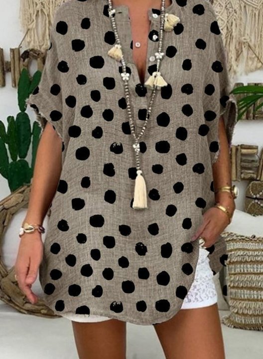 Women's Blouses Polka Dot Tunic Blouses