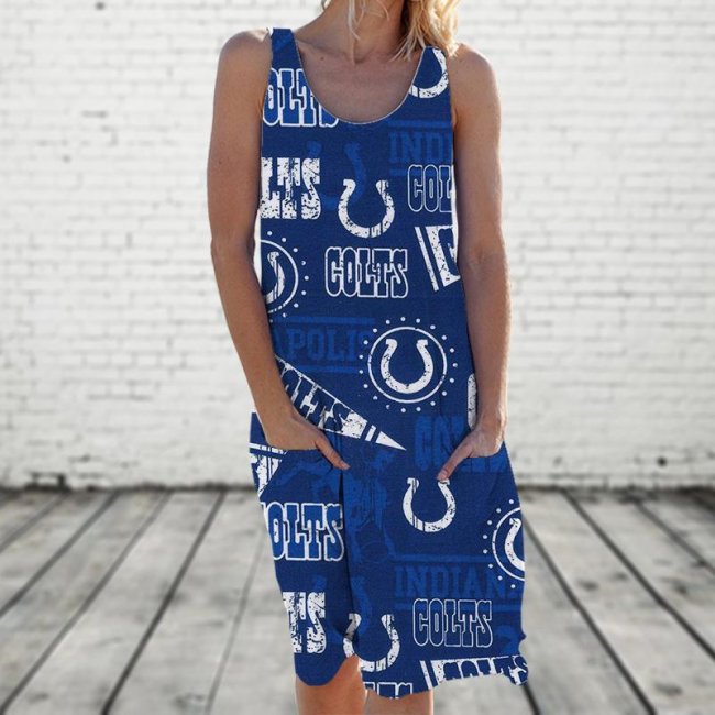 INDIANAPOLIS COLTS Round Neck Sleeveless Knit Dress Vest