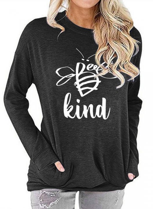 Be Kind Sweatshirt Women Cute Bee Graphic Long Sleeve Solid T-Shirt