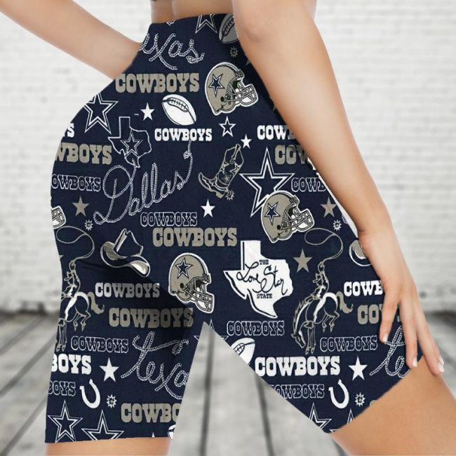 DALLAS COWBOYS Sports Stretch Fitness Running Side Pocket Shorts Tight-Fitting High-Waist Yoga Pants