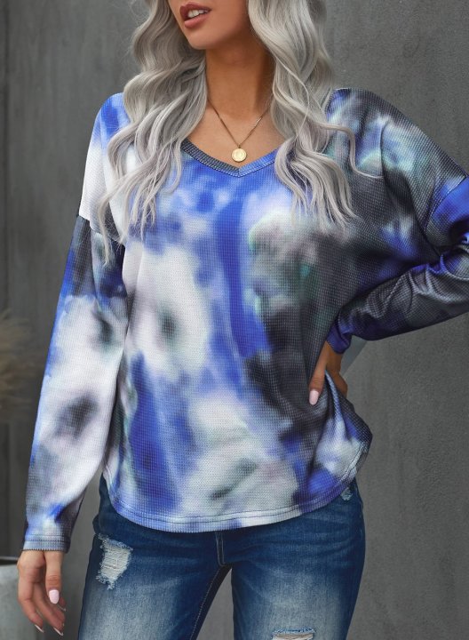 Abstract Tie Dye Long Sleeve Round Neck Sweatshirt