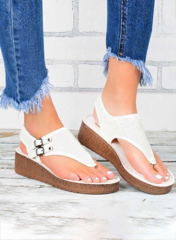 Women's Sandals PU Leather Solid Casual Daily Buckle Sandals