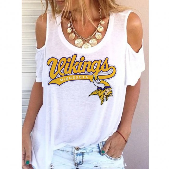 Women's Minnesota Vikings Printed Casual T-shirts