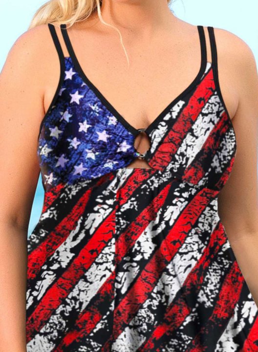 Women's Tankinis American Flag Cut Out Tankinis