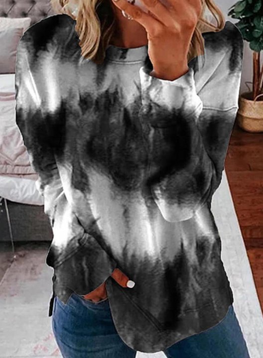 Tie Dye Round Neck Long Sleeves Sweatshirt