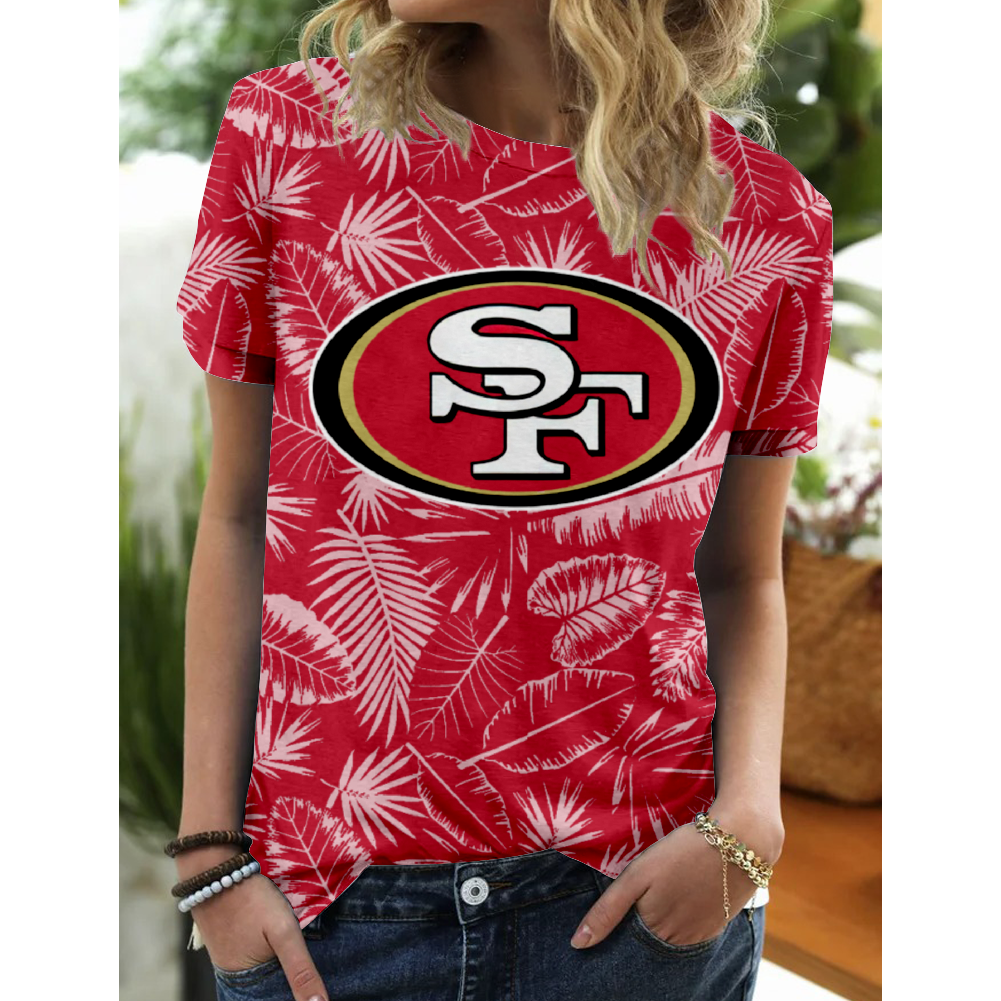 San Francisco 49ers Round Collar Short Sleeves Pure Cotton Printing T-Shirt