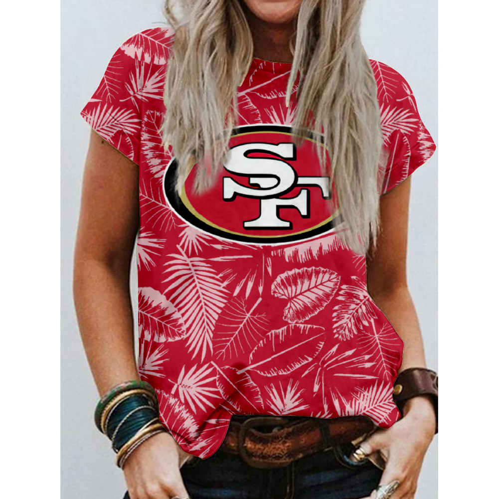 San Francisco 49ers Round Collar Short Sleeves Pure Cotton Printing T-Shirt