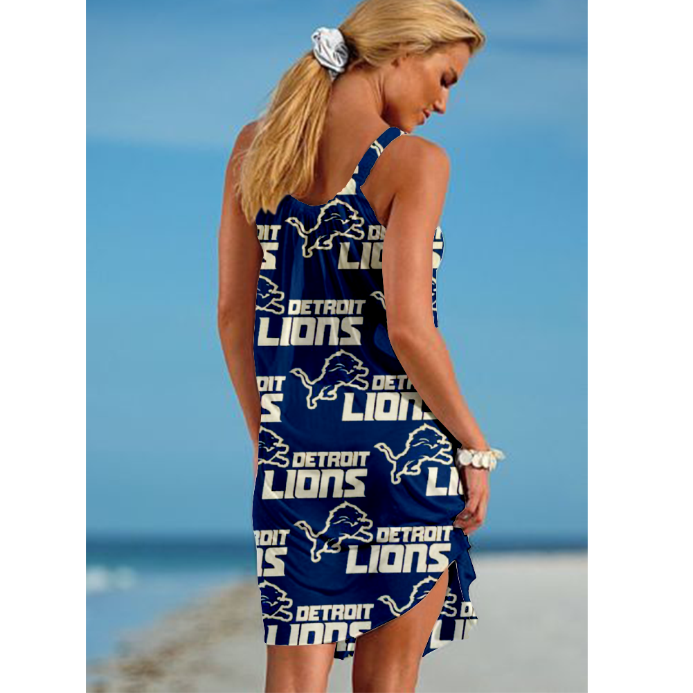 Detroit Lions Boston Loose Holiday Beach Print Dress