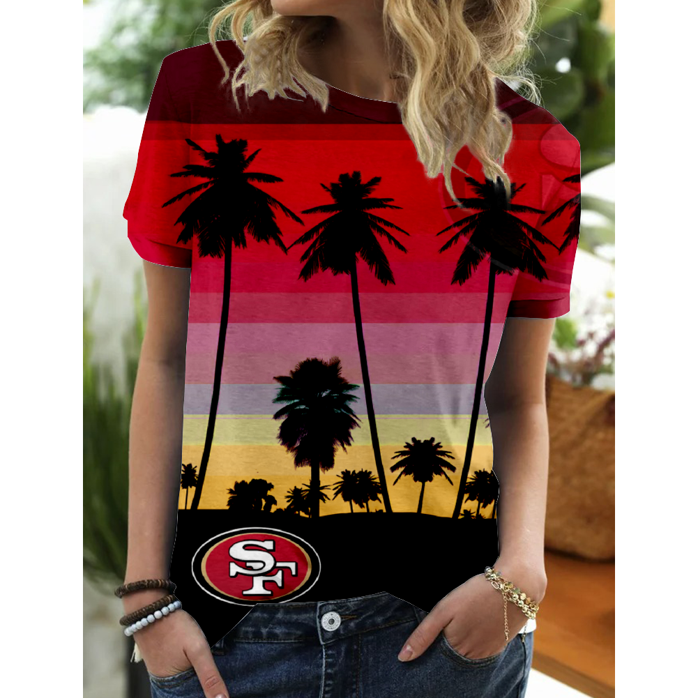 San Francisco 49ers Round Collar Short Sleeves Pure Cotton Printing T-Shirt