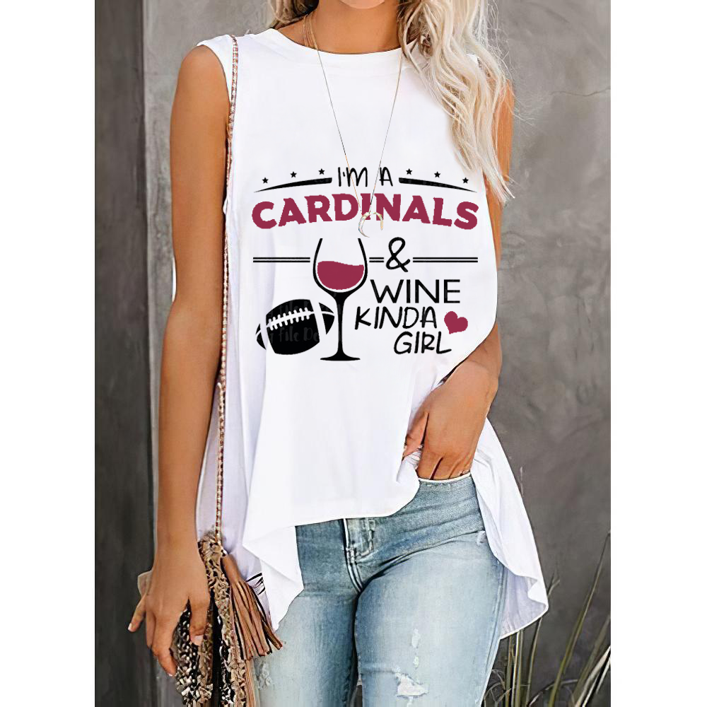 Arizona Cardinals Round Collar Short Sleeves Loose T-Shirt