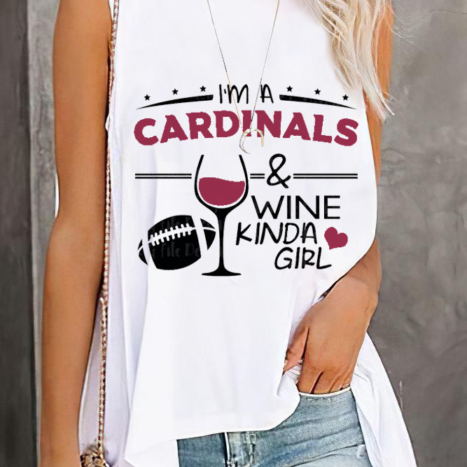 Arizona Cardinals Round Collar Short Sleeves Loose T-Shirt