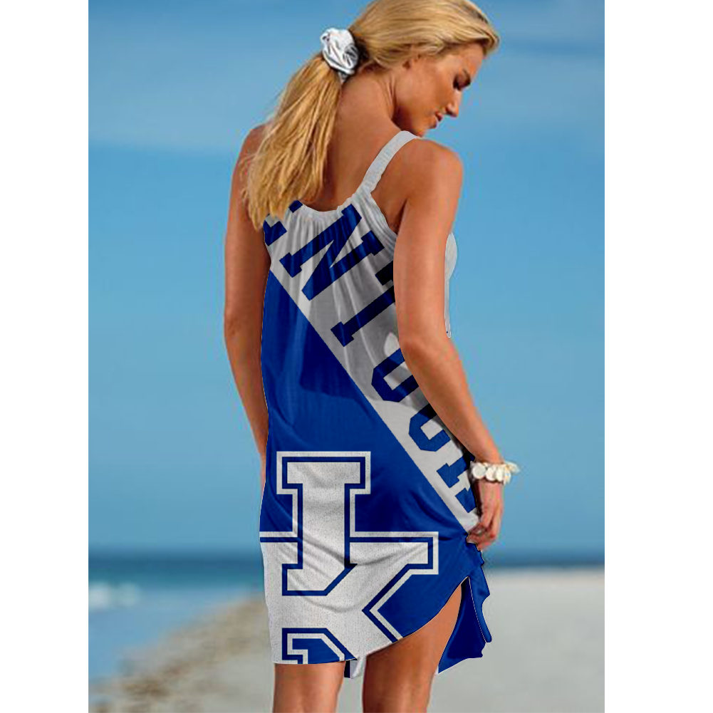 NCAAF Women's Kentucky Wildcats Team Fan Print Beach Vacation Style Camisole Mini Camisole Casual Dress