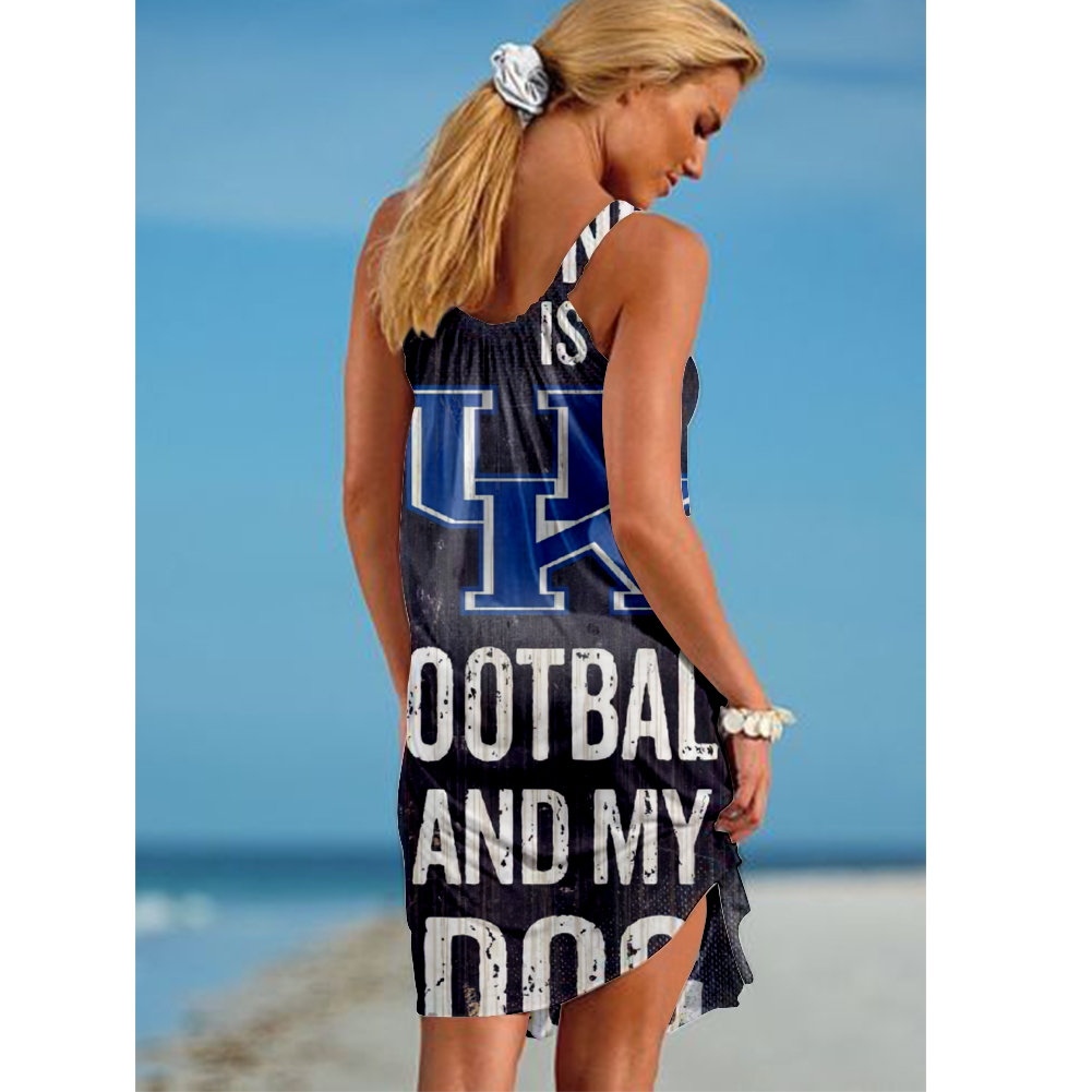 NCAAF Women's Kentucky Wildcats Team Fan Print Beach Vacation Style Camisole Mini Camisole Casual Dress