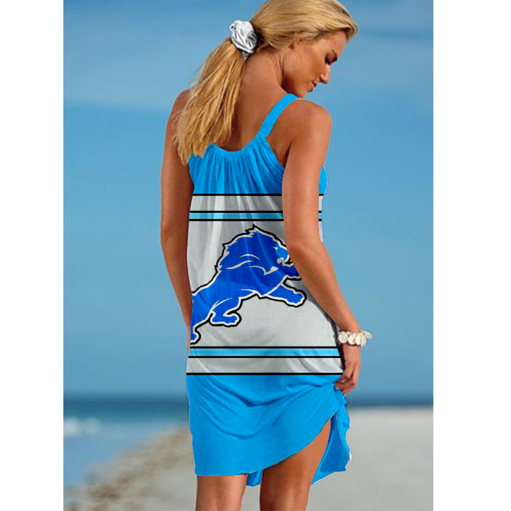 Detroit Lions Boston Loose Holiday Beach Print Dress