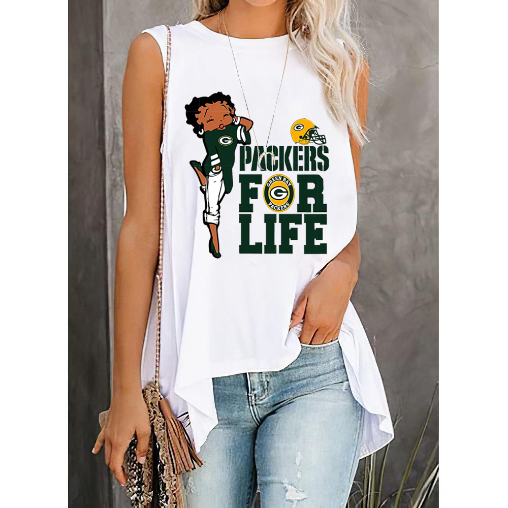 Green Bay Packers Round Collar Short Sleeves Loose T-Shirt