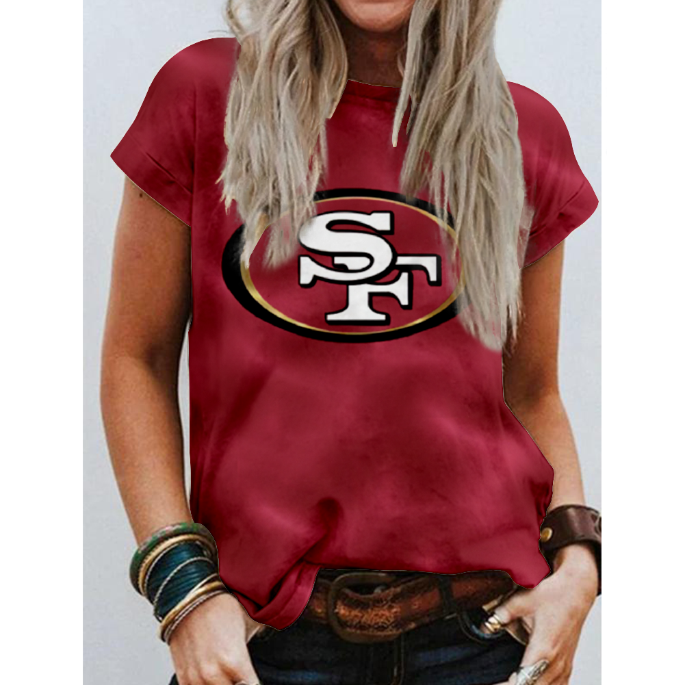 San Francisco 49ers Round Collar Short Sleeves Pure Cotton Printing T-Shirt