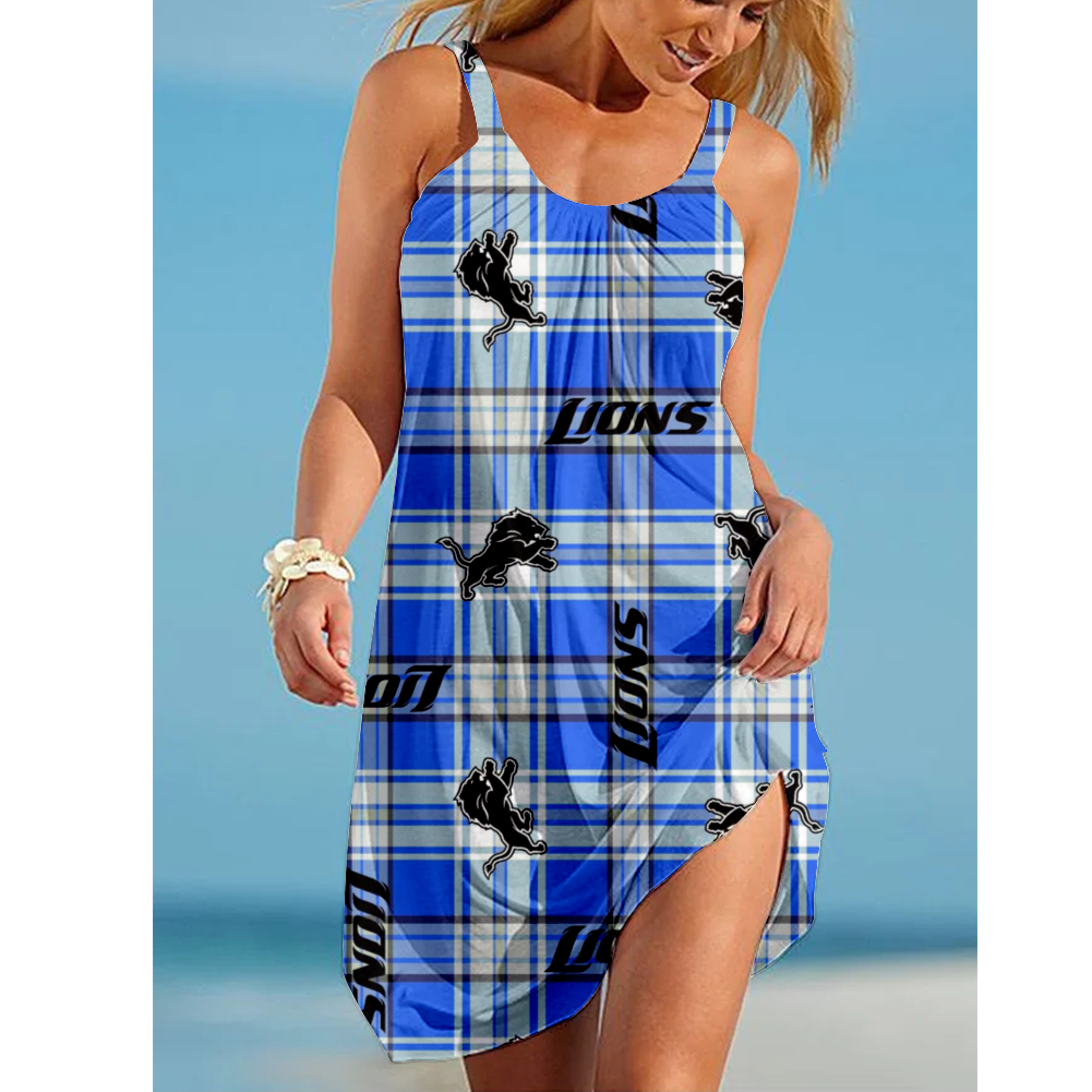 Detroit Lions Boston Loose Holiday Beach Print Dress