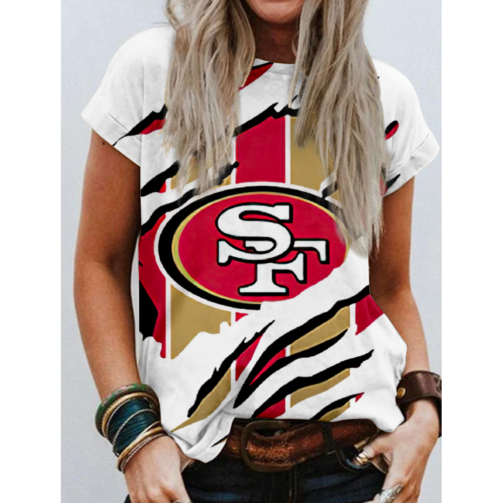 San Francisco 49ers Round Collar Short Sleeves Pure Cotton Printing T-Shirt