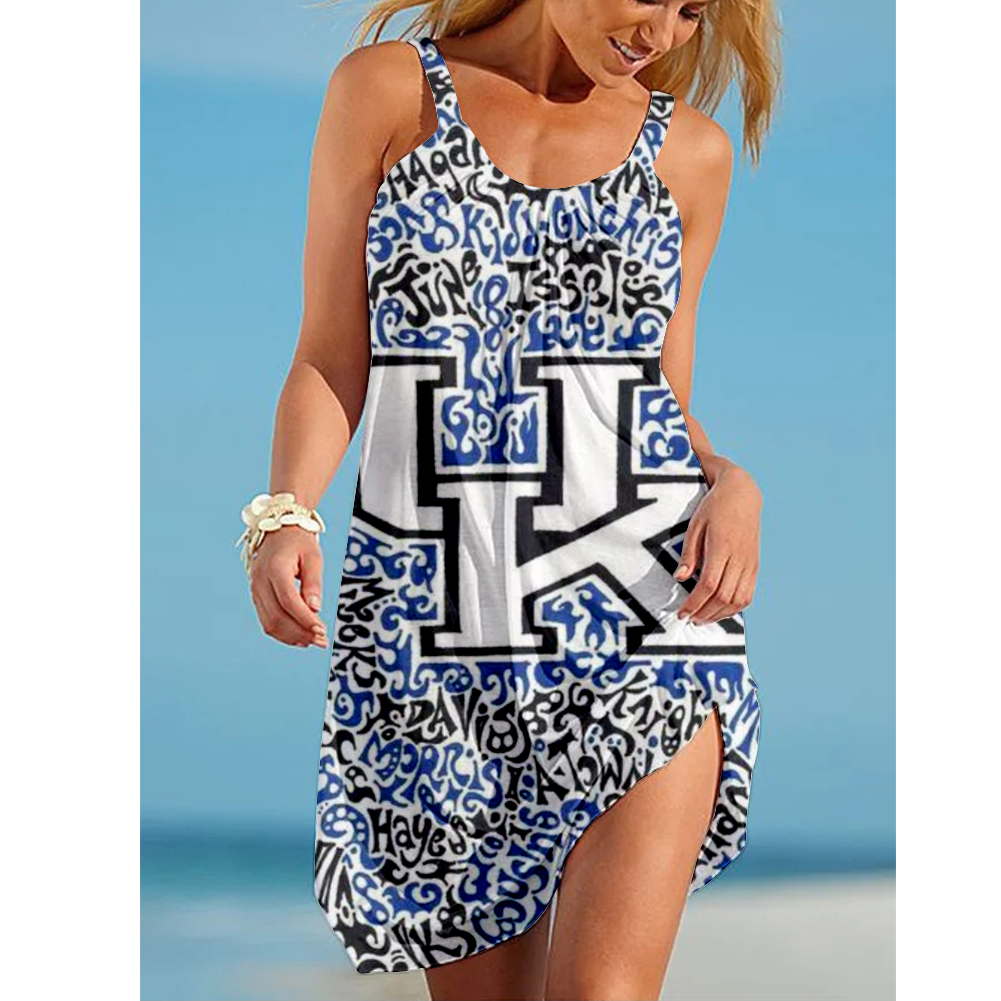 NCAAF Women's Kentucky Wildcats Team Fan Print Beach Vacation Style Camisole Mini Camisole Casual Dress