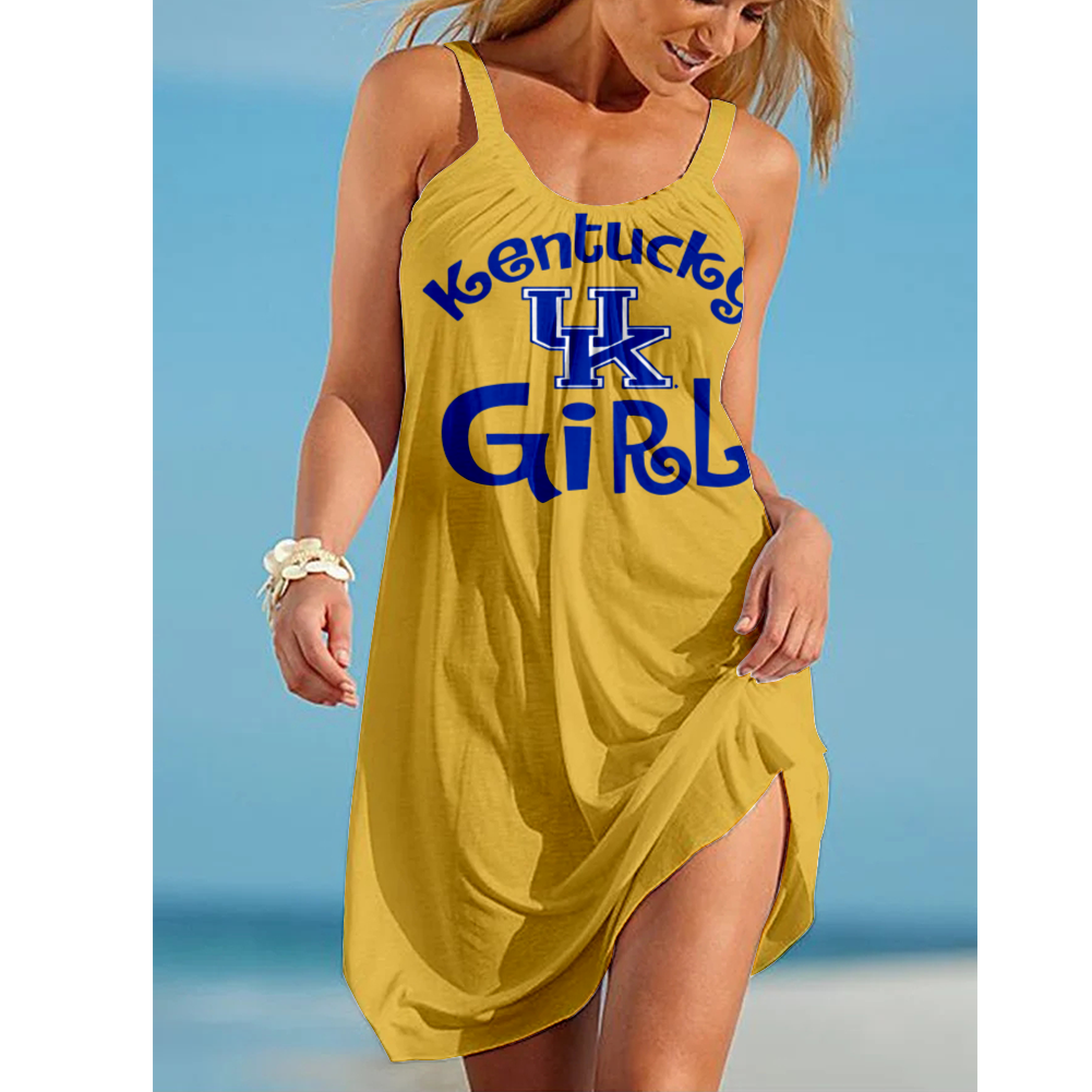 NCAAF Women's Kentucky Wildcats Team Fan Print Beach Vacation Style Camisole Mini Camisole Casual Dress