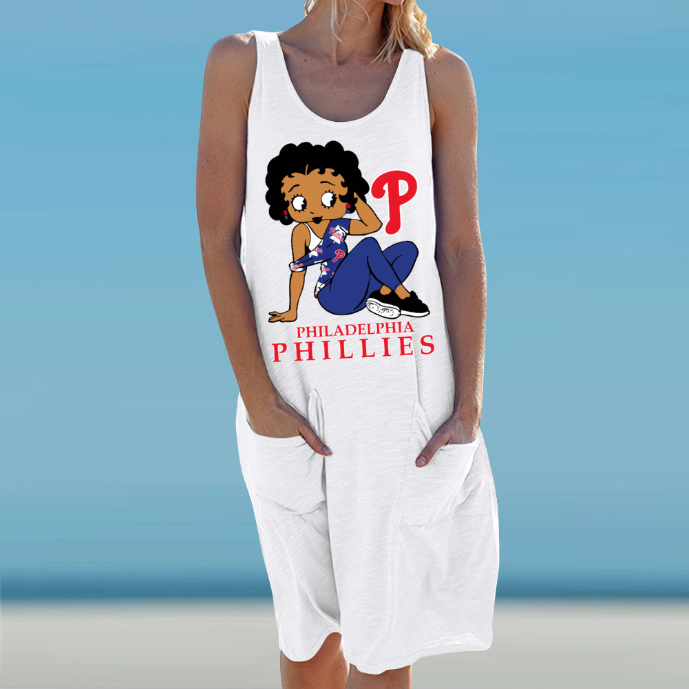 PHILADELPHIA PHILLIES Round Neck Sleeveless Dress Vest