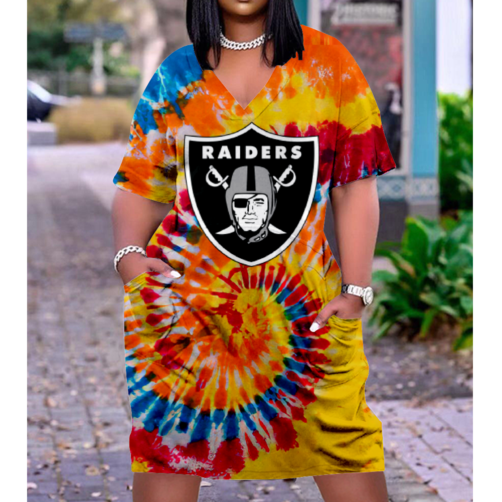 Las Vegas Raiders V-Neck Jacket Short-Sleeved Bat-Sleeved Dress