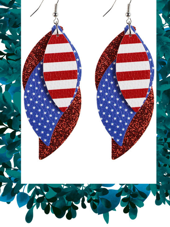 PU Leather Leaf-Shaped Flag Earrings