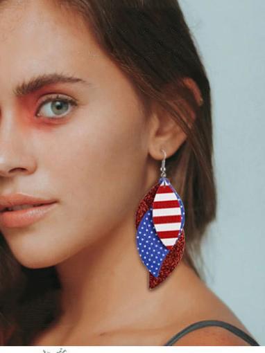 PU Leather Leaf-Shaped Flag Earrings