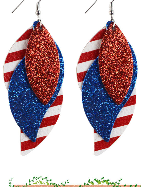 PU Leather Leaf-Shaped Flag Earrings