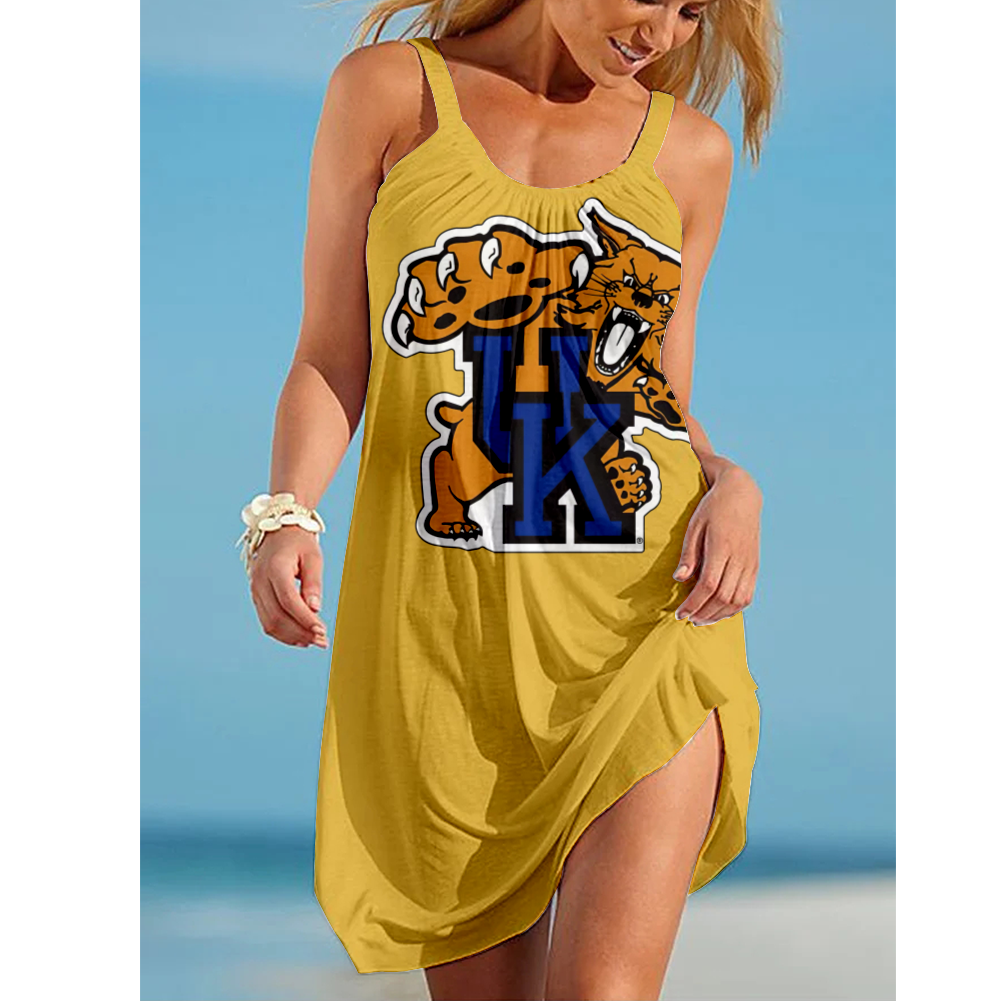 NCAAF Women's Kentucky Wildcats Team Fan Print Beach Vacation Style Camisole Mini Camisole Casual Dress